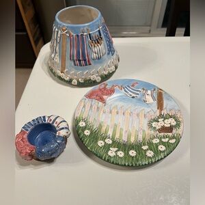 Yankee Candle LAUNDRY DAY Plate, Shade and Tealight Holder